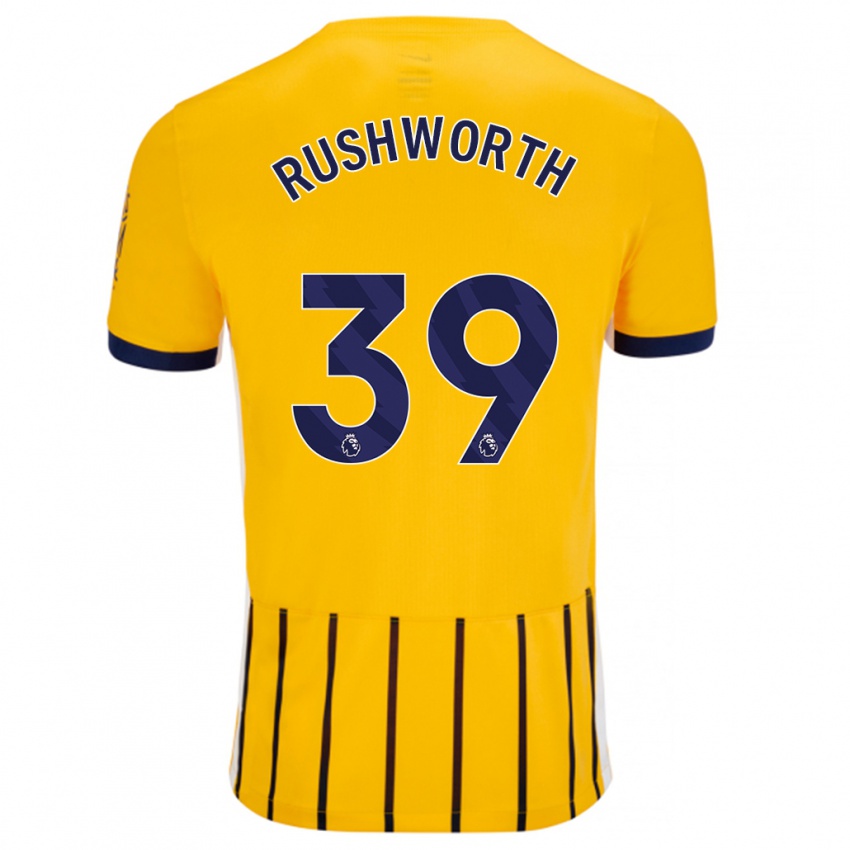 Niño Camiseta Carl Rushworth #39 Dorado Azul Rayas 2ª Equipación 2024/25 La Camisa Perú