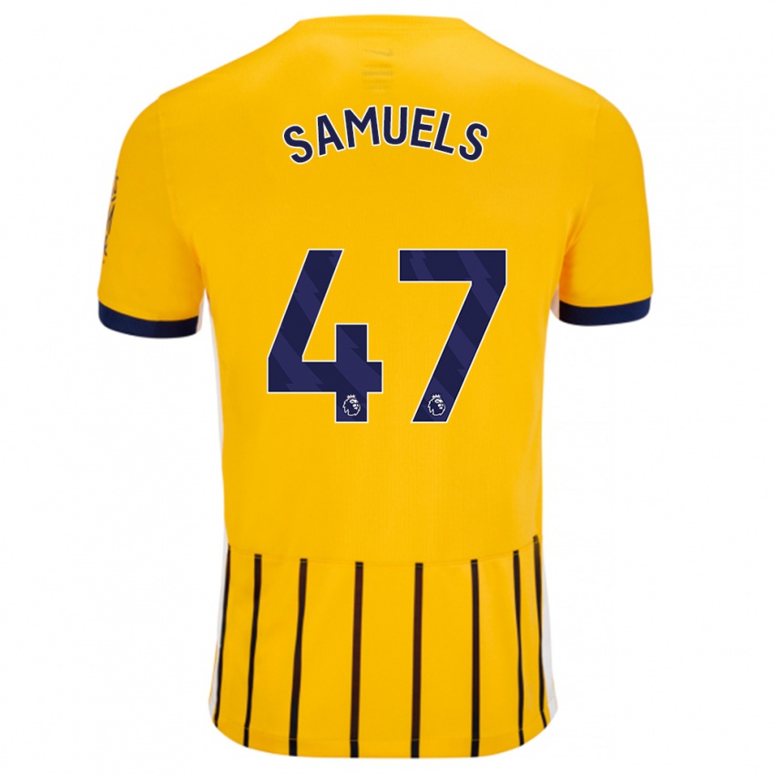 Niño Camiseta Imari Samuels #47 Dorado Azul Rayas 2ª Equipación 2024/25 La Camisa Perú