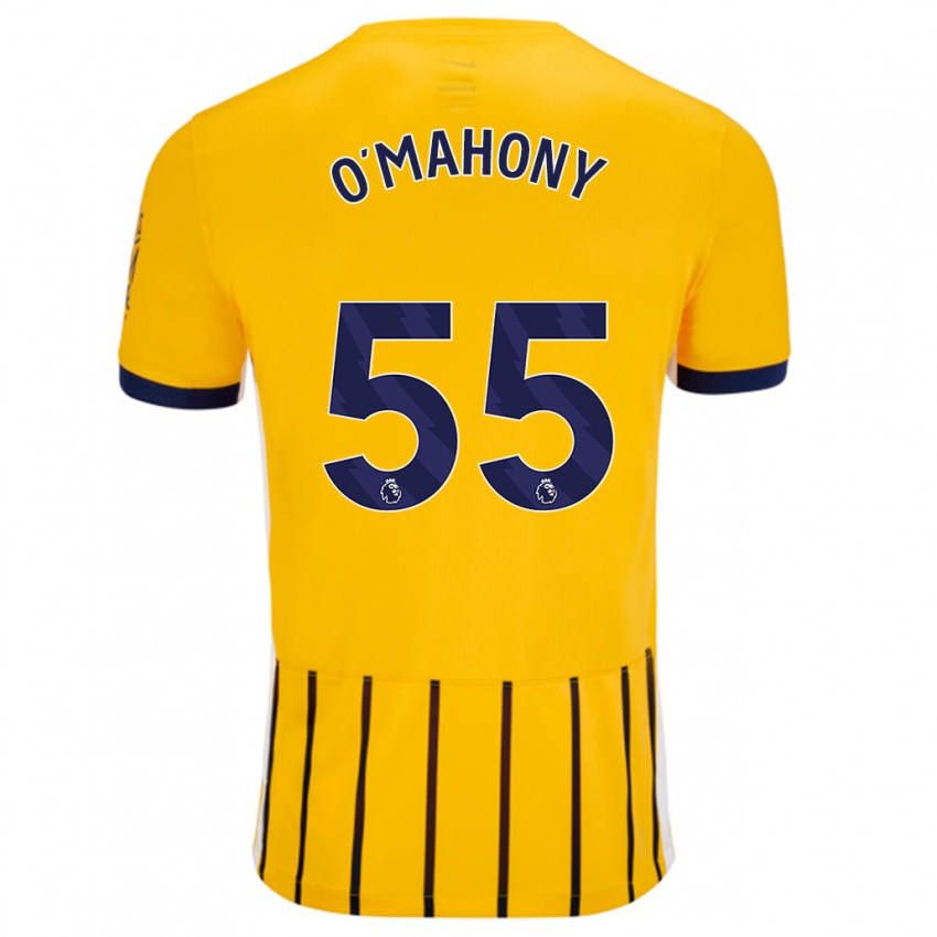 Niño Camiseta Mark O'mahony #55 Dorado Azul Rayas 2ª Equipación 2024/25 La Camisa Perú