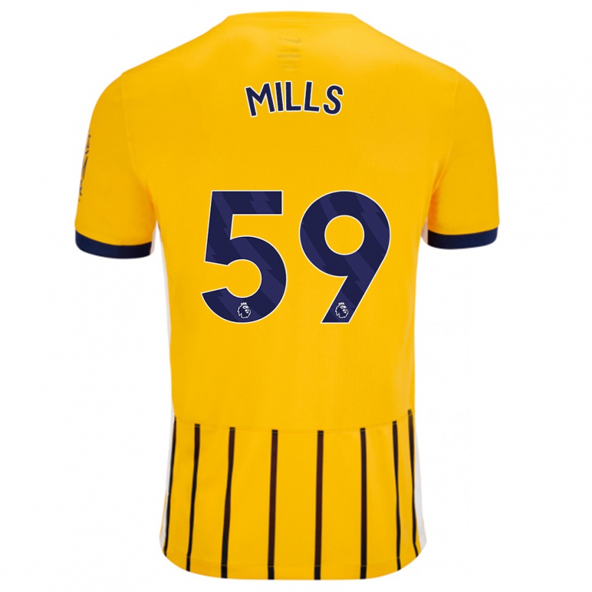 Niño Camiseta Harry Mills #59 Dorado Azul Rayas 2ª Equipación 2024/25 La Camisa Perú