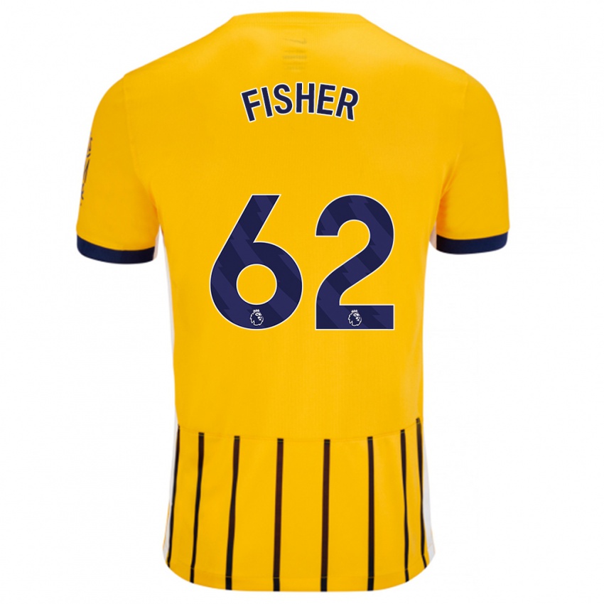 Niño Camiseta Hugo Fisher #62 Dorado Azul Rayas 2ª Equipación 2024/25 La Camisa Perú