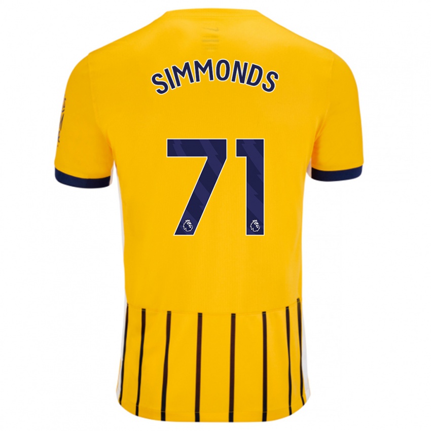 Niño Camiseta Freddie Simmonds #71 Dorado Azul Rayas 2ª Equipación 2024/25 La Camisa Perú