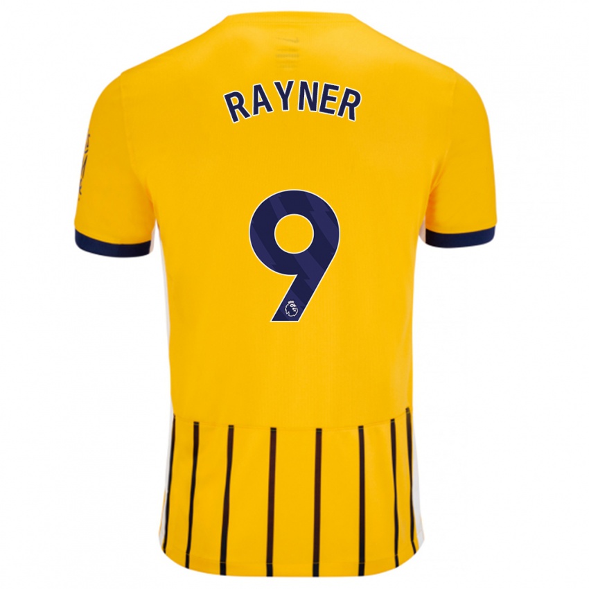 Niño Camiseta Rebecca Rayner #9 Dorado Azul Rayas 2ª Equipación 2024/25 La Camisa Perú