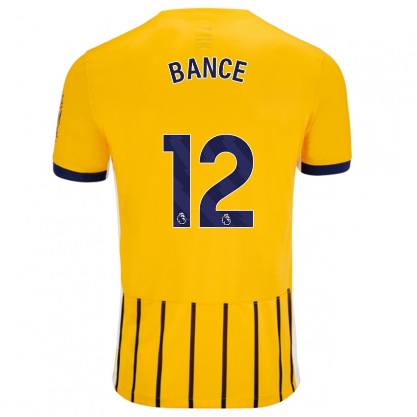 Niño Camiseta Libby Bance #12 Dorado Azul Rayas 2ª Equipación 2024/25 La Camisa Perú