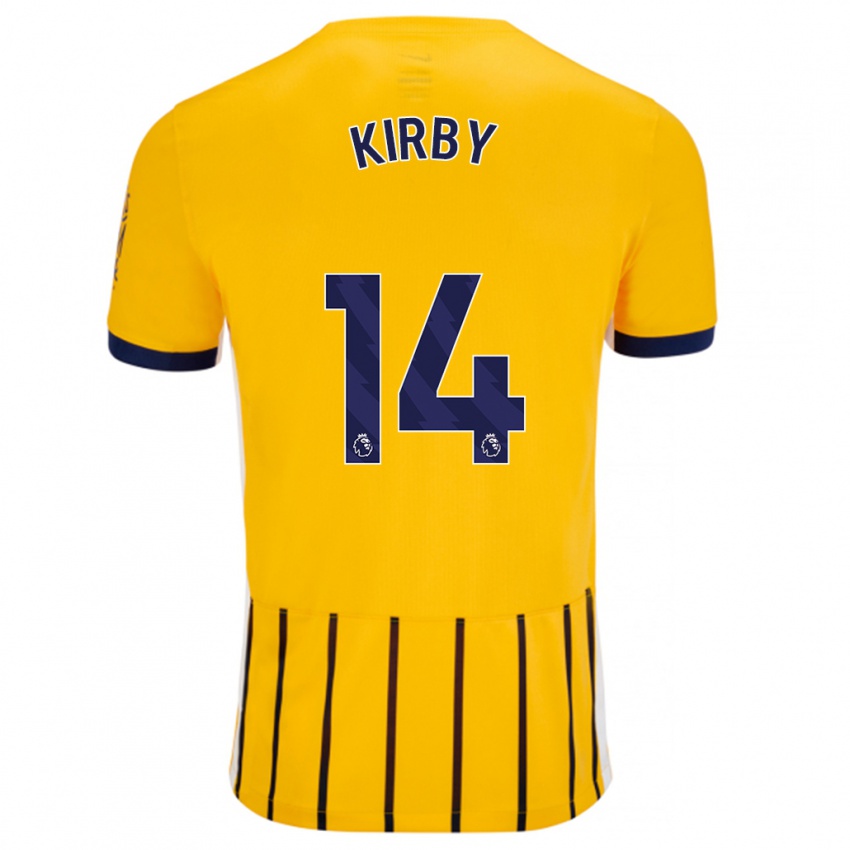 Niño Camiseta Fran Kirby #14 Dorado Azul Rayas 2ª Equipación 2024/25 La Camisa Perú