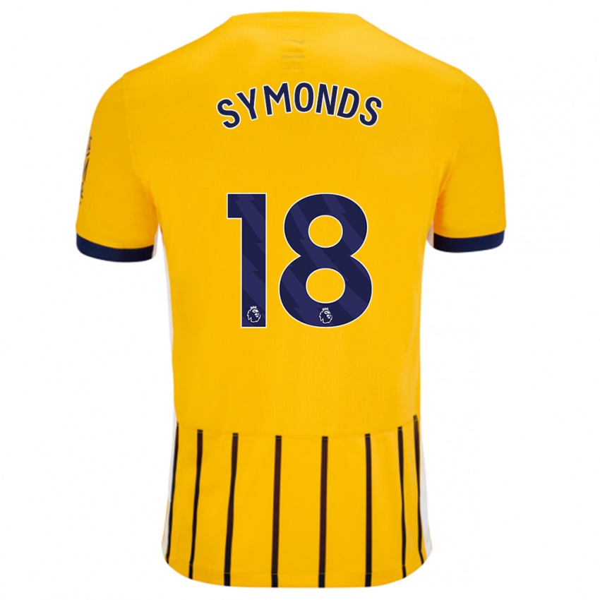 Niño Camiseta Maisie Symonds #18 Dorado Azul Rayas 2ª Equipación 2024/25 La Camisa Perú