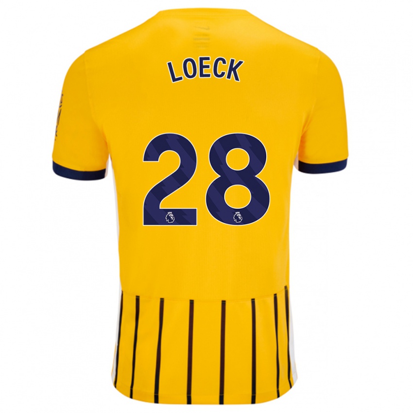 Niño Camiseta Melina Loeck #28 Dorado Azul Rayas 2ª Equipación 2024/25 La Camisa Perú