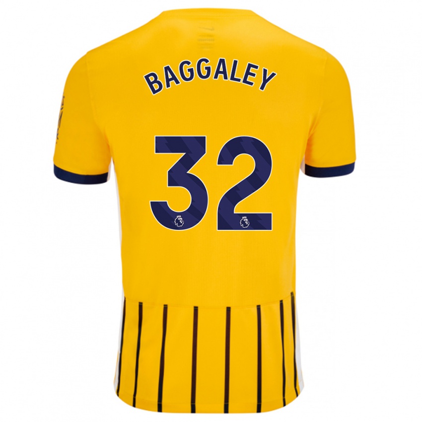 Niño Camiseta Sophie Baggaley #32 Dorado Azul Rayas 2ª Equipación 2024/25 La Camisa Perú