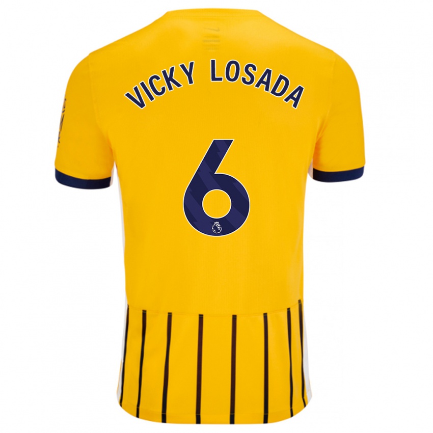 Niño Camiseta María Victoria Losada Gómez #6 Dorado Azul Rayas 2ª Equipación 2024/25 La Camisa Perú