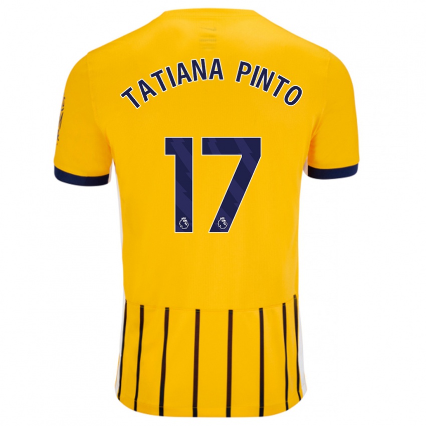 Niño Camiseta Tatiana Vanessa Ferreira Pinto #17 Dorado Azul Rayas 2ª Equipación 2024/25 La Camisa Perú