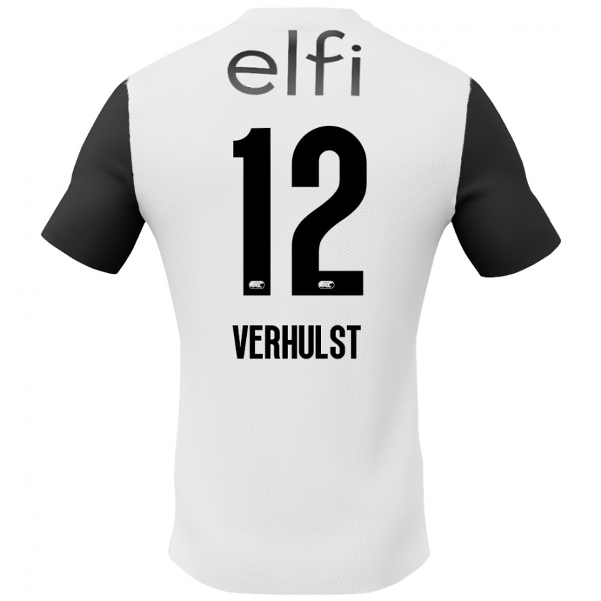 Niño Camiseta Hobie Verhulst #12 Blanco Negro 2ª Equipación 2024/25 La Camisa Perú