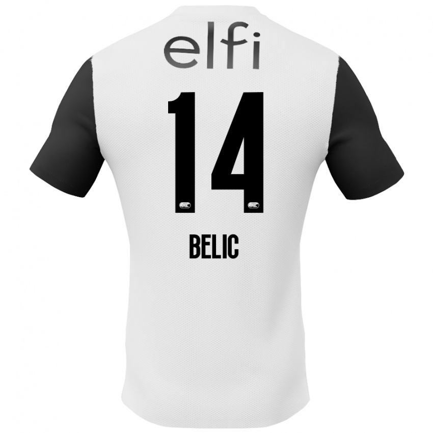 Niño Camiseta Kristijan Belic #14 Blanco Negro 2ª Equipación 2024/25 La Camisa Perú