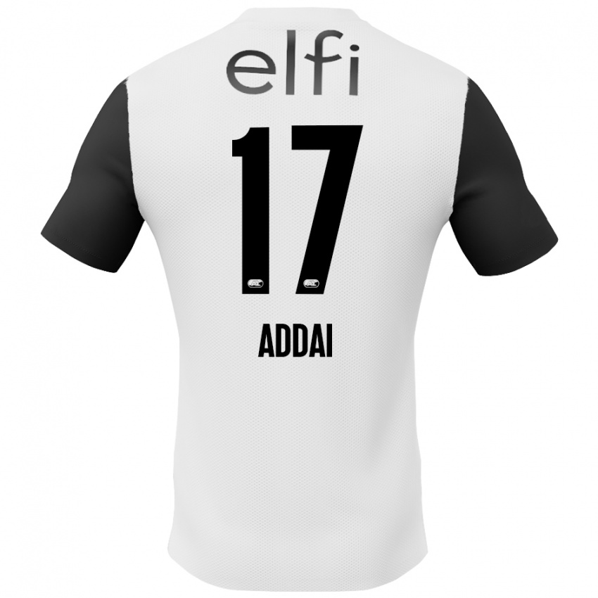 Niño Camiseta Jayden Addai #17 Blanco Negro 2ª Equipación 2024/25 La Camisa Perú