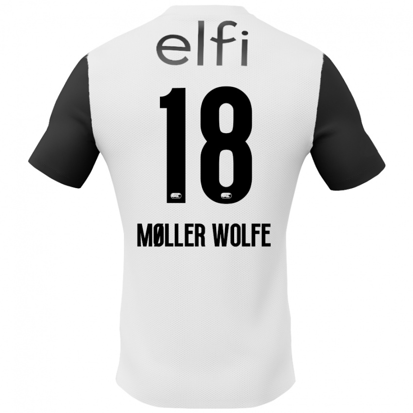 Niño Camiseta David Møller Wolfe #18 Blanco Negro 2ª Equipación 2024/25 La Camisa Perú