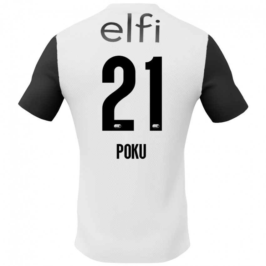 Niño Camiseta Ernest Poku #21 Blanco Negro 2ª Equipación 2024/25 La Camisa Perú