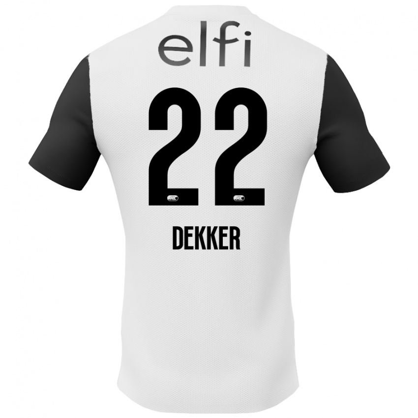 Niño Camiseta Maxim Dekker #22 Blanco Negro 2ª Equipación 2024/25 La Camisa Perú