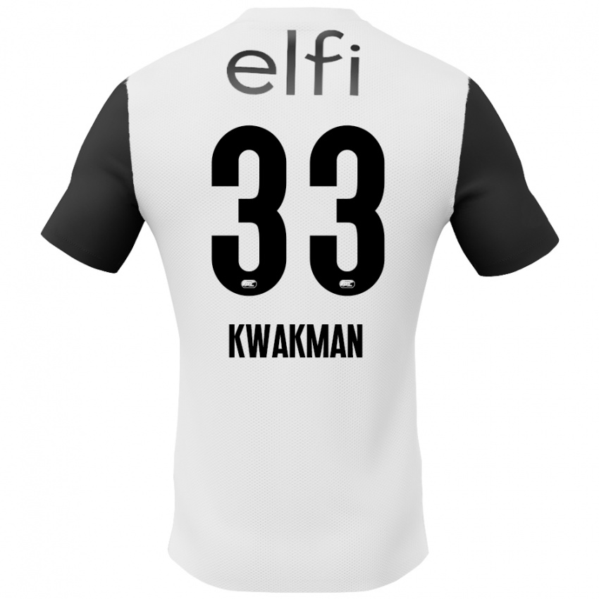 Niño Camiseta Dave Kwakman #33 Blanco Negro 2ª Equipación 2024/25 La Camisa Perú