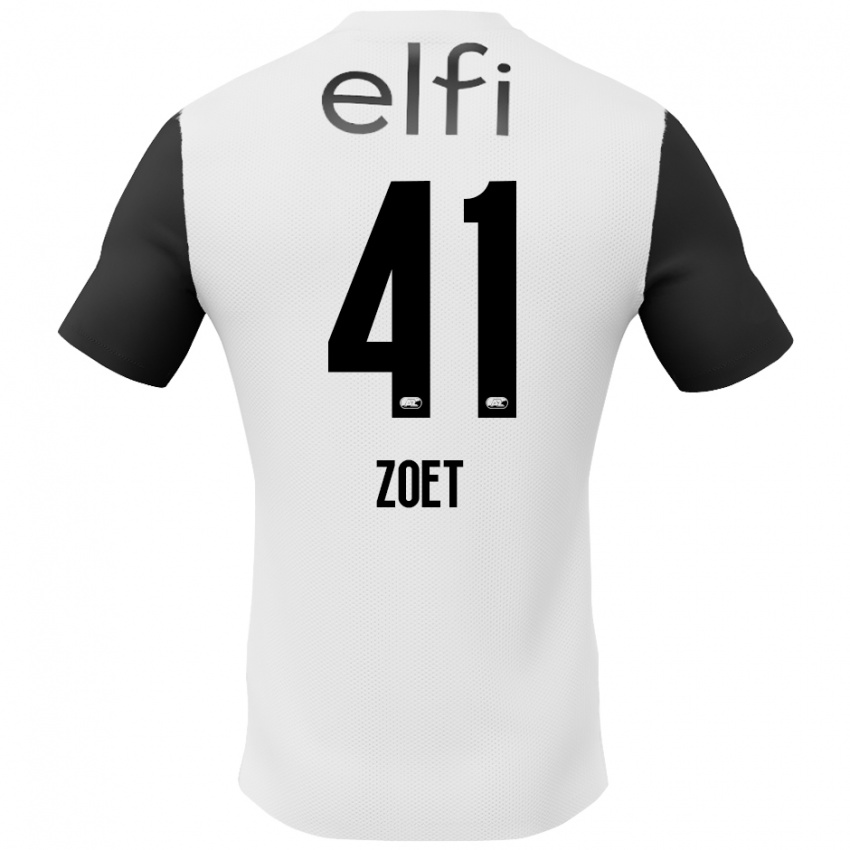 Niño Camiseta Jeroen Zoet #41 Blanco Negro 2ª Equipación 2024/25 La Camisa Perú