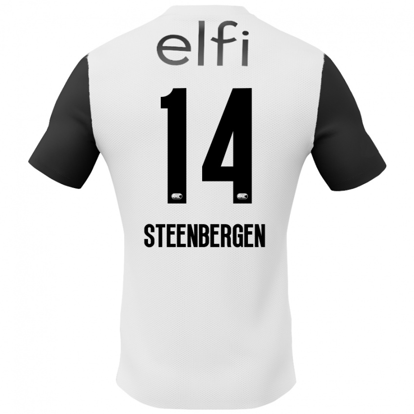 Niño Camiseta Thom Steenbergen #14 Blanco Negro 2ª Equipación 2024/25 La Camisa Perú