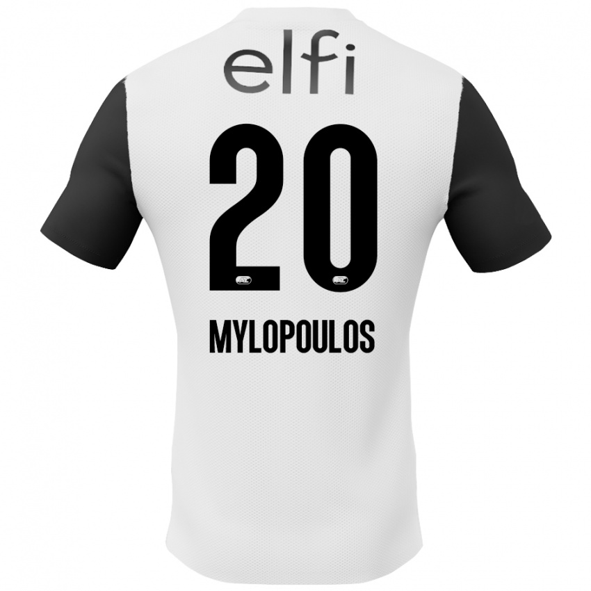 Niño Camiseta Marios Mylopoulos #20 Blanco Negro 2ª Equipación 2024/25 La Camisa Perú