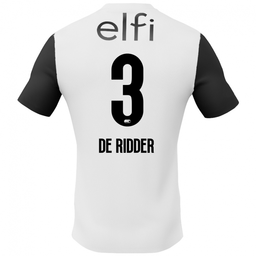 Niño Camiseta Djoeke De Ridder #3 Blanco Negro 2ª Equipación 2024/25 La Camisa Perú