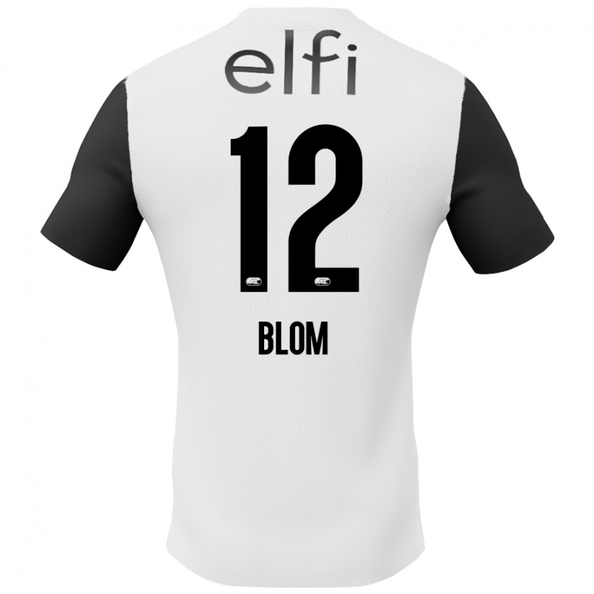 Niño Camiseta Robin Blom #12 Blanco Negro 2ª Equipación 2024/25 La Camisa Perú