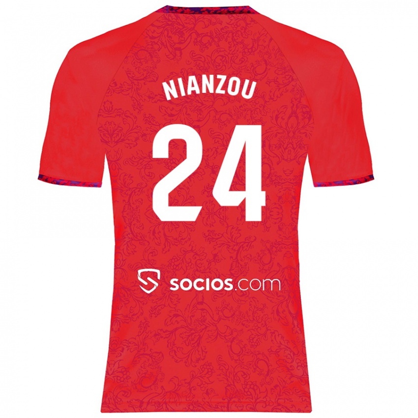 Niño Camiseta Tanguy Nianzou #24 Rojo 2ª Equipación 2024/25 La Camisa Perú