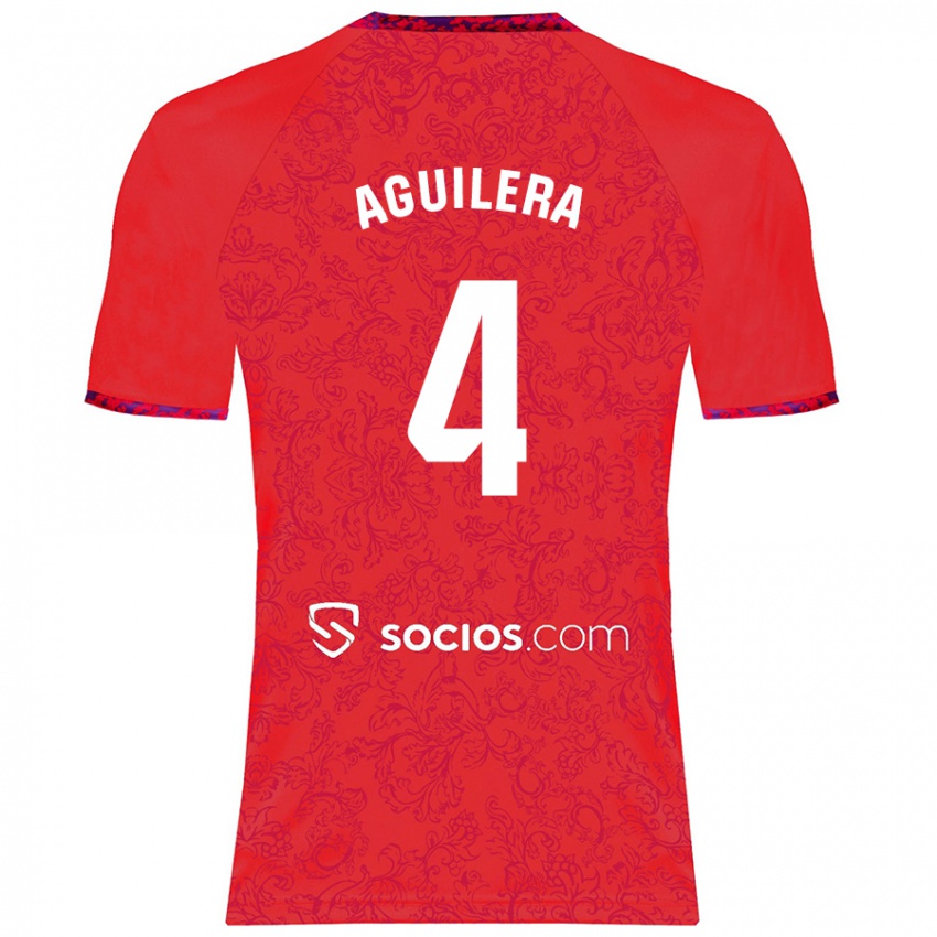 Niño Camiseta Juanan Aguilera #4 Rojo 2ª Equipación 2024/25 La Camisa Perú