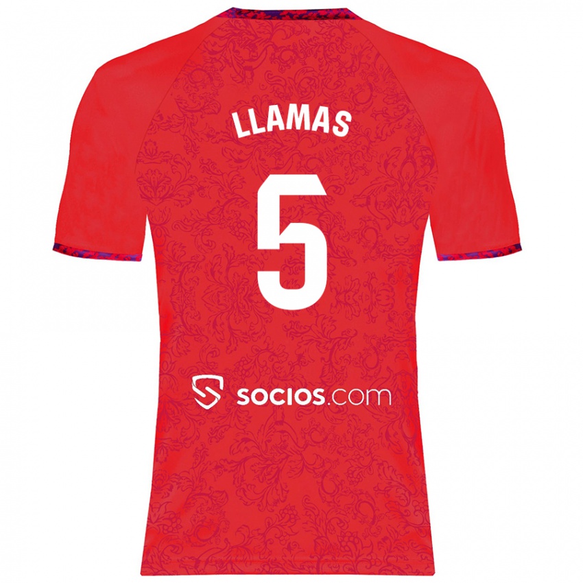 Niño Camiseta Eva Llamas Hernández #5 Rojo 2ª Equipación 2024/25 La Camisa Perú