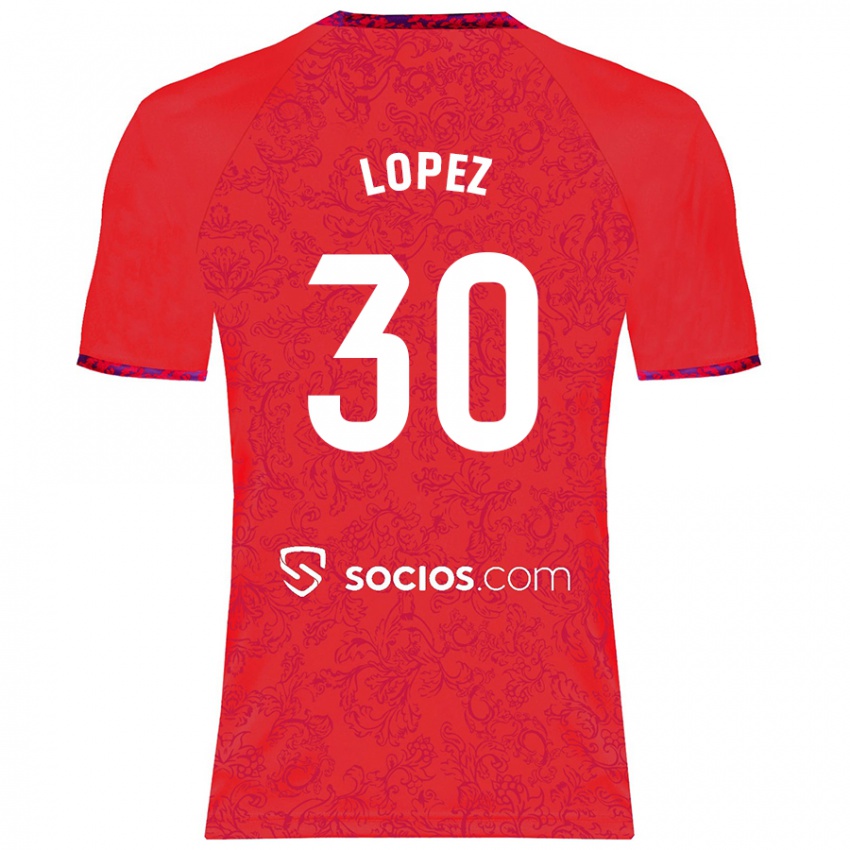 Niño Camiseta Alba López #30 Rojo 2ª Equipación 2024/25 La Camisa Perú