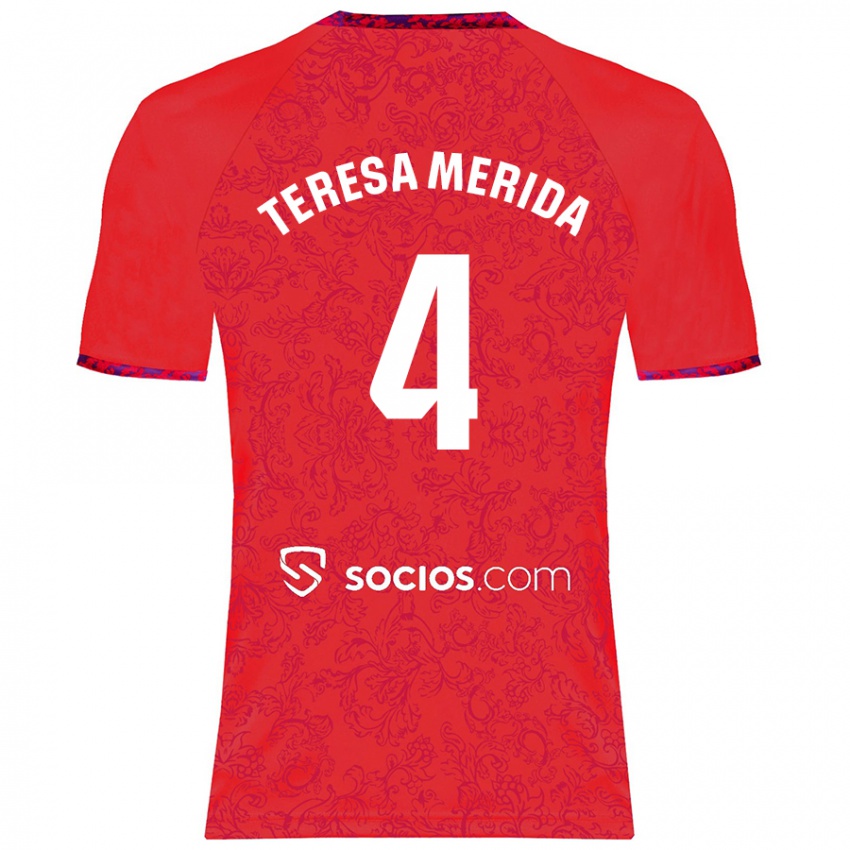 Niño Camiseta Teresa Merida #4 Rojo 2ª Equipación 2024/25 La Camisa Perú