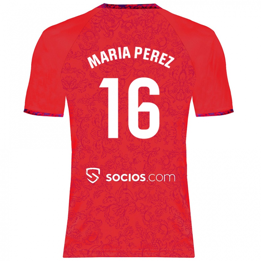 Niño Camiseta María Pérez Rabaza #16 Rojo 2ª Equipación 2024/25 La Camisa Perú