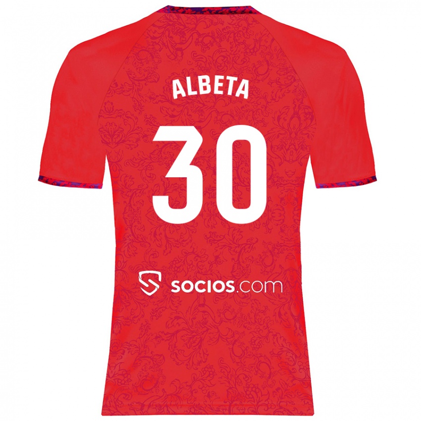 Niño Camiseta Alba María López Montiel #30 Rojo 2ª Equipación 2024/25 La Camisa Perú