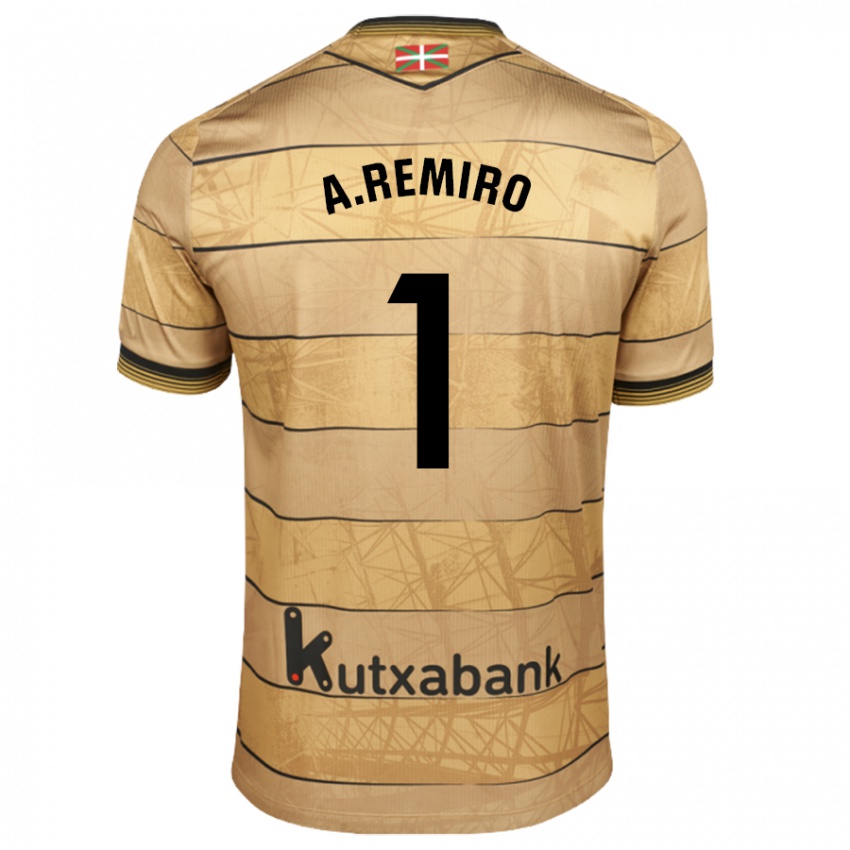 Niño Camiseta Álex Remiro #1 Marrón 2ª Equipación 2024/25 La Camisa Perú