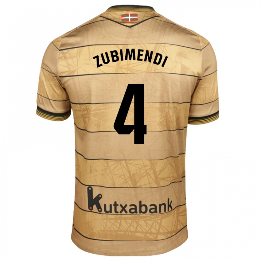 Niño Camiseta Martín Zubimendi #4 Marrón 2ª Equipación 2024/25 La Camisa Perú