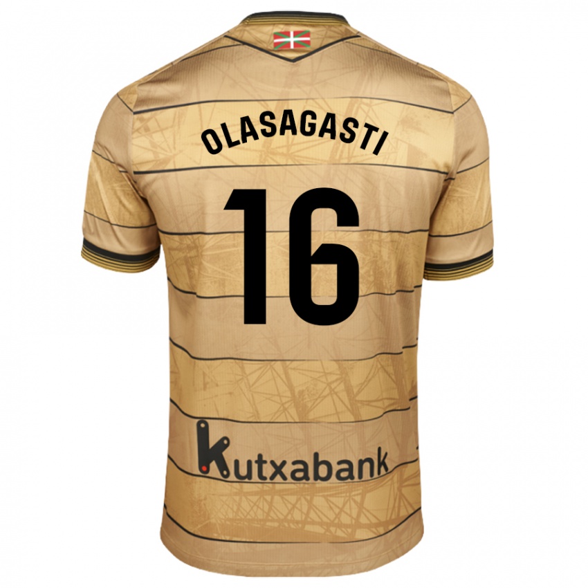 Niño Camiseta Jon Ander Olasagasti #16 Marrón 2ª Equipación 2024/25 La Camisa Perú