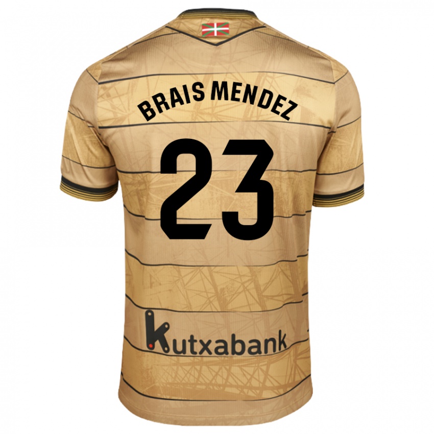 Niño Camiseta Brais Méndez #23 Marrón 2ª Equipación 2024/25 La Camisa Perú