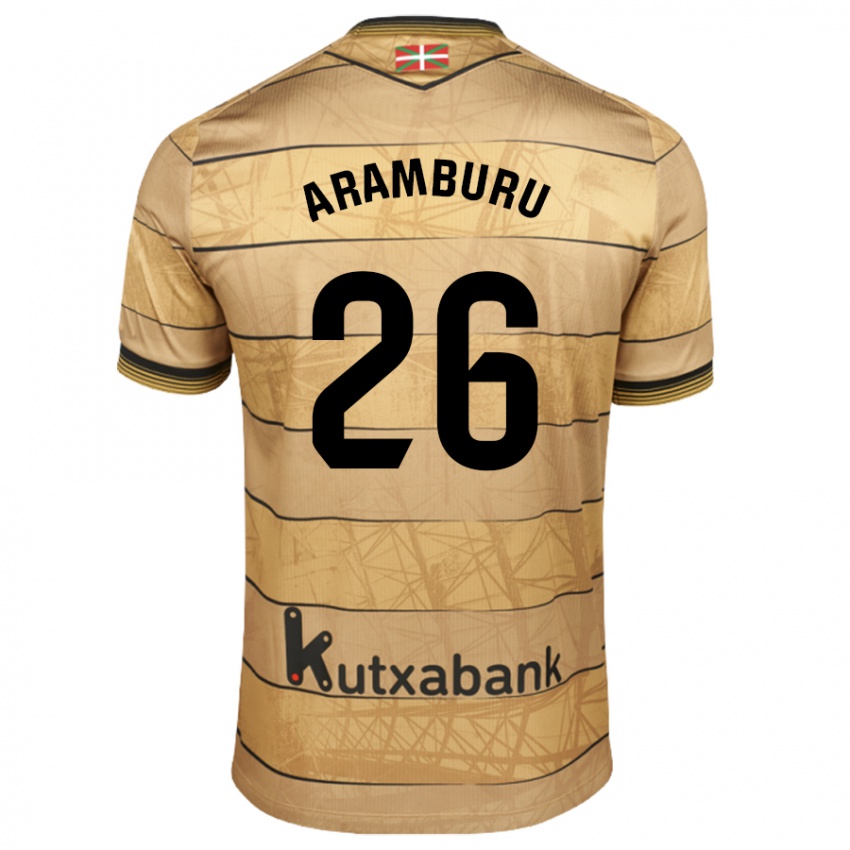 Niño Camiseta Jon Aramburu #26 Marrón 2ª Equipación 2024/25 La Camisa Perú