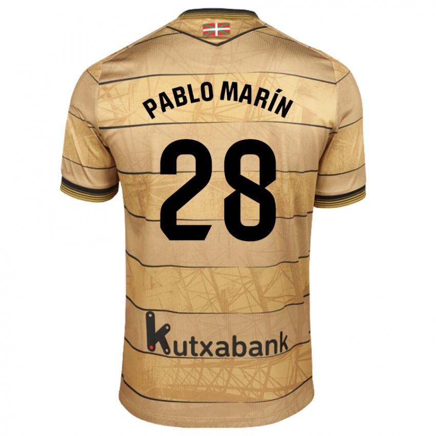 Niño Camiseta Pablo Marín #28 Marrón 2ª Equipación 2024/25 La Camisa Perú