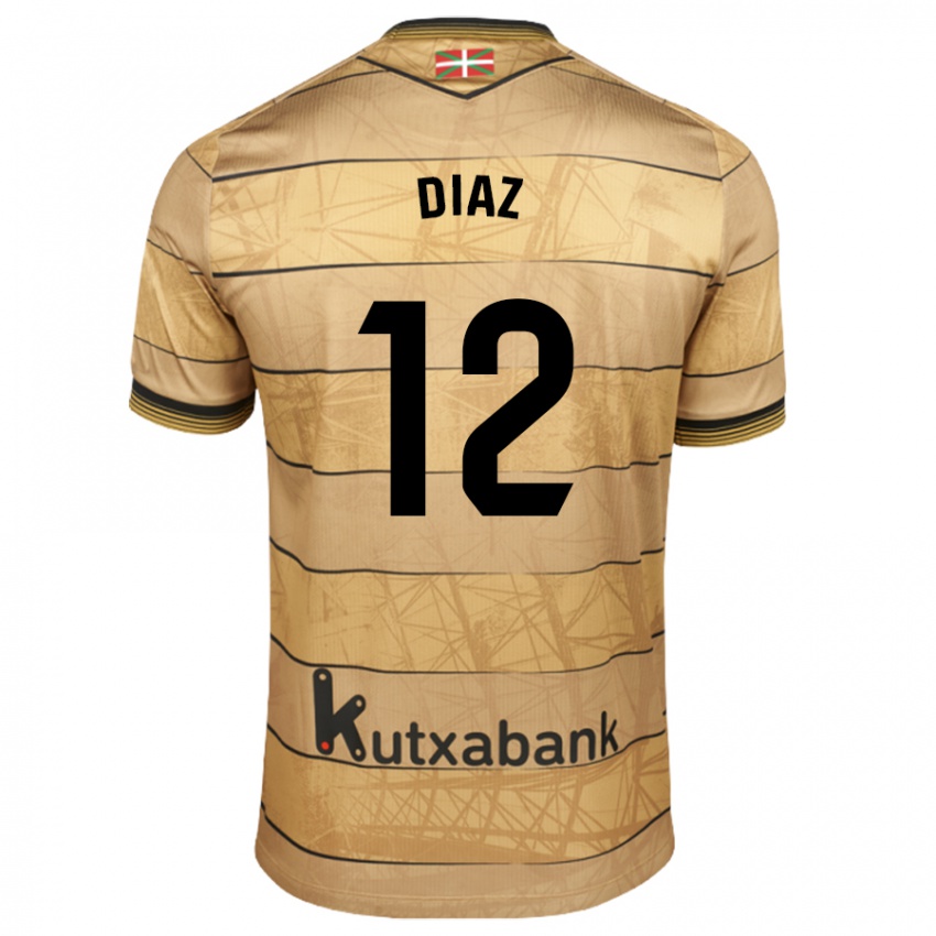 Niño Camiseta Ekain Díaz #12 Marrón 2ª Equipación 2024/25 La Camisa Perú