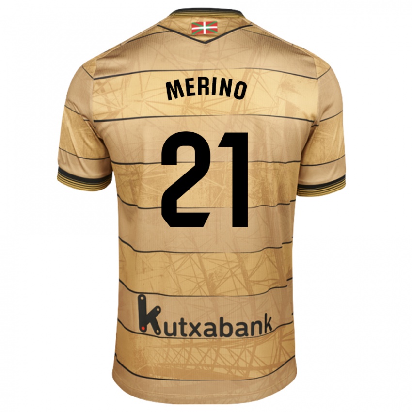 Niño Camiseta Jon Merino #21 Marrón 2ª Equipación 2024/25 La Camisa Perú