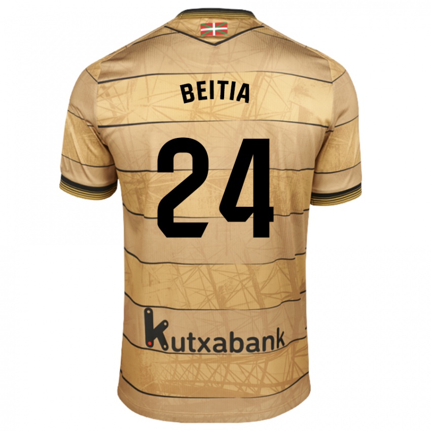 Niño Camiseta Luken Beitia #24 Marrón 2ª Equipación 2024/25 La Camisa Perú