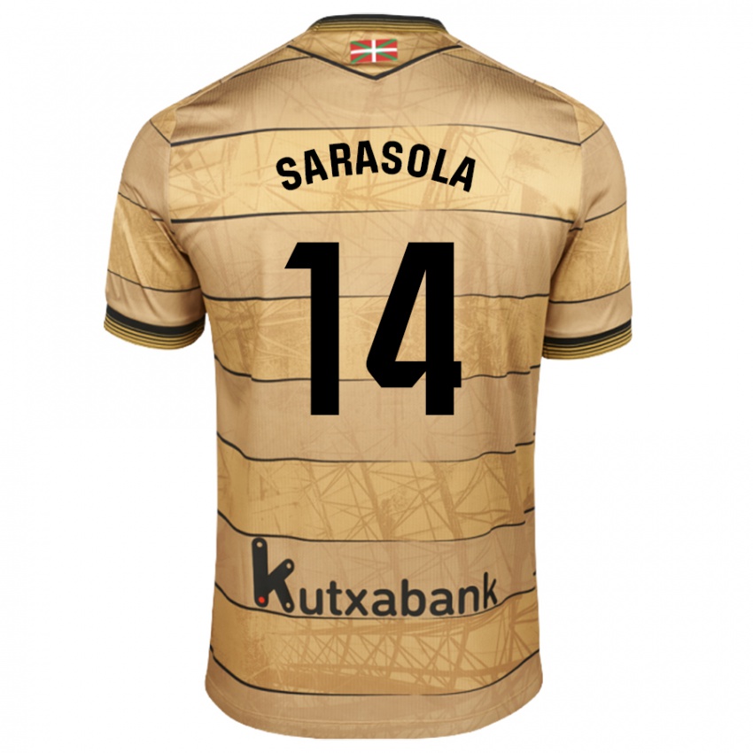 Niño Camiseta Izarne Sarasola Beain #14 Marrón 2ª Equipación 2024/25 La Camisa Perú