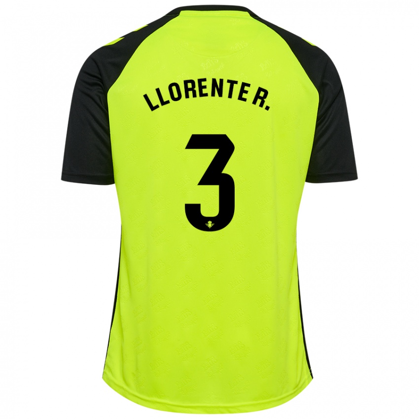 Niño Camiseta Diego Llorente #3 Amarillo Fluorescente Negro 2ª Equipación 2024/25 La Camisa Perú