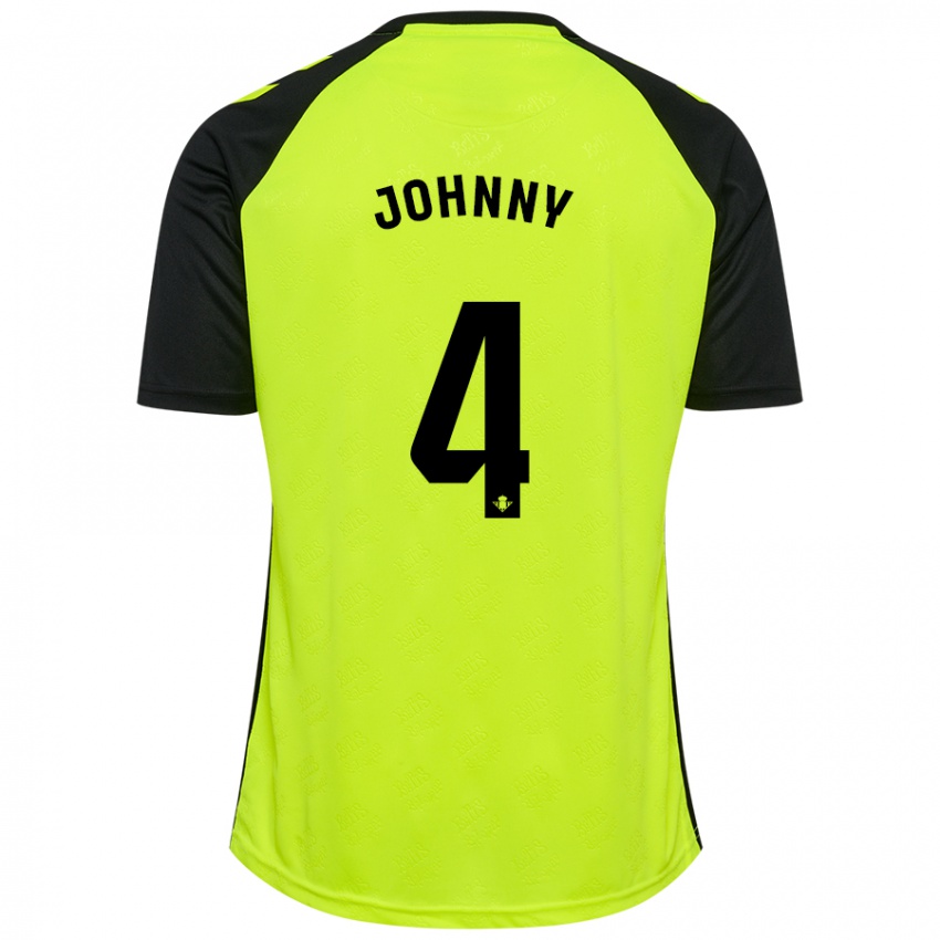 Niño Camiseta Johnny Cardoso #4 Amarillo Fluorescente Negro 2ª Equipación 2024/25 La Camisa Perú