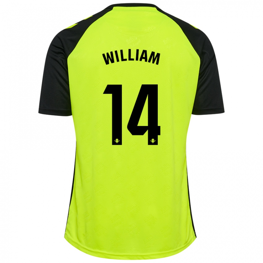 Niño Camiseta William Carvalho #14 Amarillo Fluorescente Negro 2ª Equipación 2024/25 La Camisa Perú