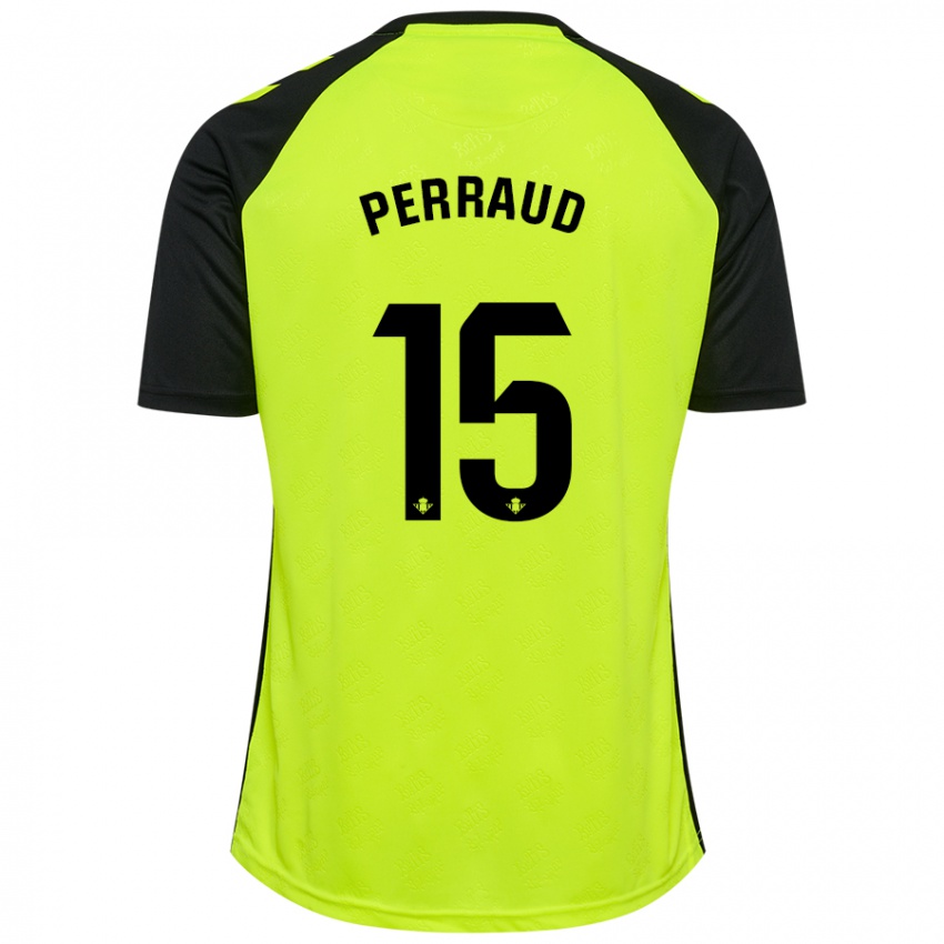 Niño Camiseta Romain Perraud #15 Amarillo Fluorescente Negro 2ª Equipación 2024/25 La Camisa Perú