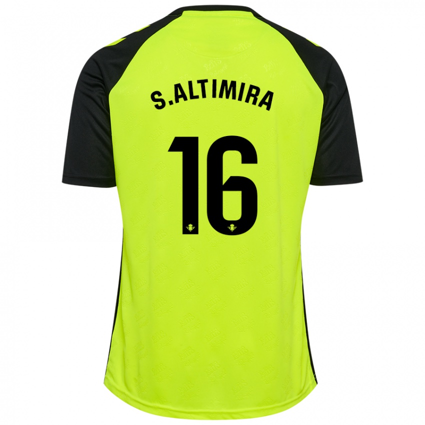 Niño Camiseta Sergi Altimira #16 Amarillo Fluorescente Negro 2ª Equipación 2024/25 La Camisa Perú