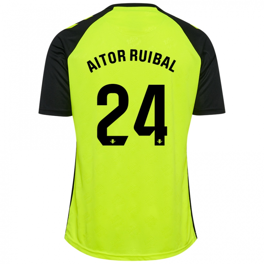 Niño Camiseta Aitor Ruibal #24 Amarillo Fluorescente Negro 2ª Equipación 2024/25 La Camisa Perú