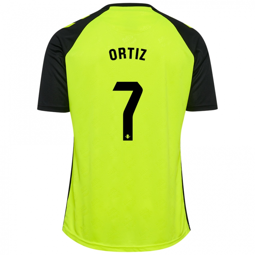 Niño Camiseta Ángel Ortiz #7 Amarillo Fluorescente Negro 2ª Equipación 2024/25 La Camisa Perú